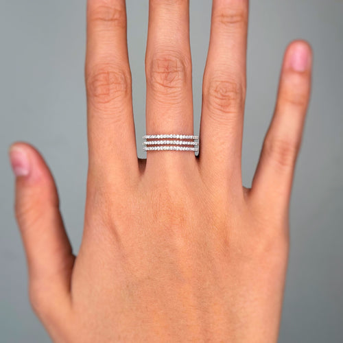 Bague 55 Bague Gastby 3 rangs - MESSIKA 58 Facettes 250264R