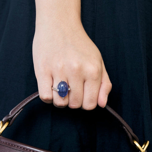 Bague 55 Bague or blanc, tanzanite et diamants 58 Facettes PL03