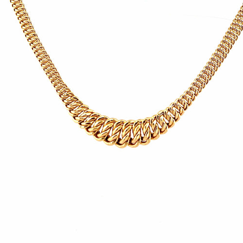 Collier maille américaine en chute or jaune 18 carats