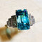 Bague 54 Bague or blanc Zyrcon Bleu naturel 4.60 carats  et diamants 58 Facettes 7849 A