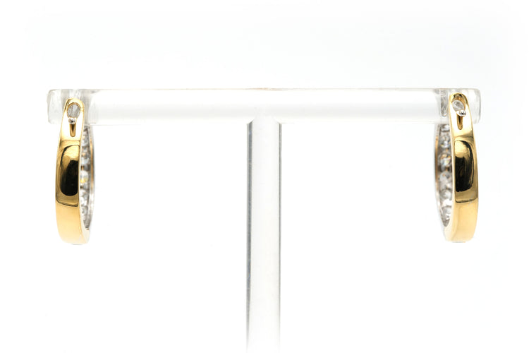 Boucles d'oreilles contemporaines serties de diamants en or jaune et blanc 18k