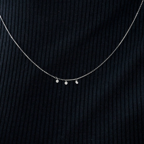 Collier COLLIER OR BLANC 3 DIAMANTS 0,30ct 58 Facettes M8927