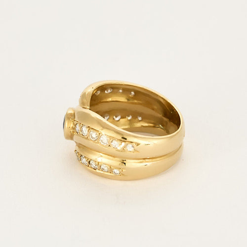 Bague en or jaune , saphir et diamants