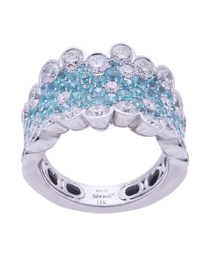 Bague 53 Bague Simon G. Or blanc 18K Diamant Tourmaline Paraiba 58 Facettes BO210549/LP2269