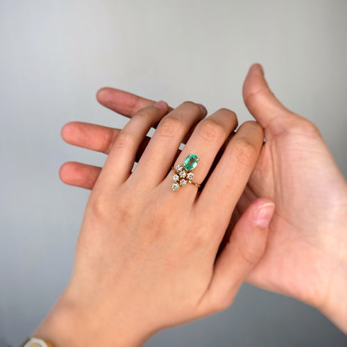 Bague 51.5 Bague Duchesse - Or jaune, Emeraude & Diamants 58 Facettes 250412R