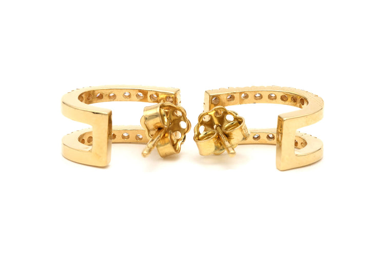 Boucles d'oreilles Boucles d'oreilles contemporaines en or jaune 18 carats serties de diamants "taille" brillant (+-0.45ct) 58 Facettes B487