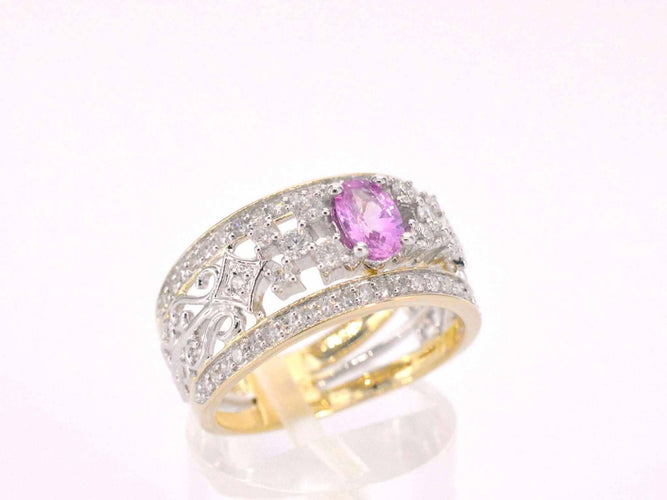 Bague 54 Bague exclusive en or sertie de diamants et d'une pierre précieuse 58 Facettes 2241