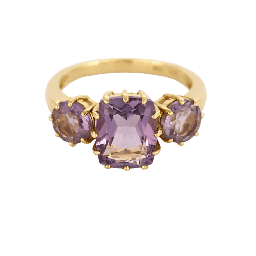 Bague 55,5 Bague en or jaune et améthystes 58 Facettes ALE4646