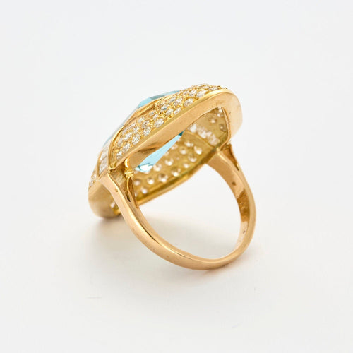 Bague 52 Bague Marquise Aigue Marine Diamants 58 Facettes