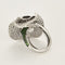 Bague 65 Importante bague fleur en or blanc, Diamants, Tsavorites et Améthyste 58 Facettes LJ25-309