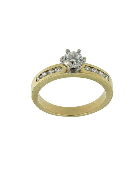 Bague 56 Bague de fiançailles en or jaune et blanc certifiée HRD avec diamants 58 Facettes