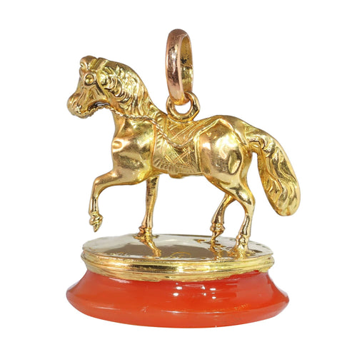 Pendentif Pendentif-sceau cheval en or 18 carats vintage : Élégance victorienne 58 Facettes 24106-0277