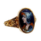 Bague 56.5 Bague Art nouveau Limoges en or 18k, plaque émaillée profil féminin circa 1910 58 Facettes A06400
