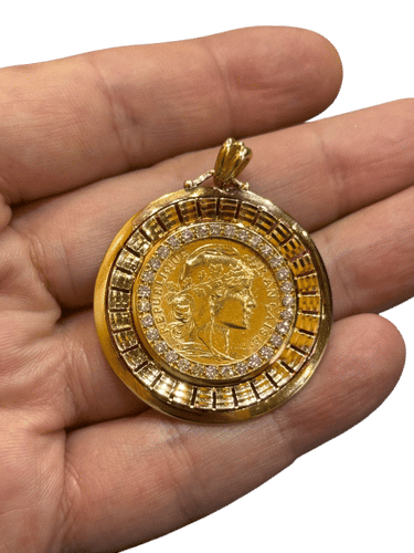 Pendentif Pendentif pièce 20 francs coq en or et diamants 58 Facettes