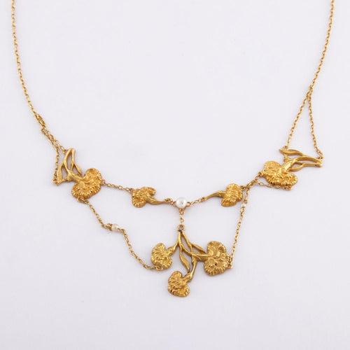 Collier Collier draperie aux oeillets, or jaune, travail français 58 Facettes