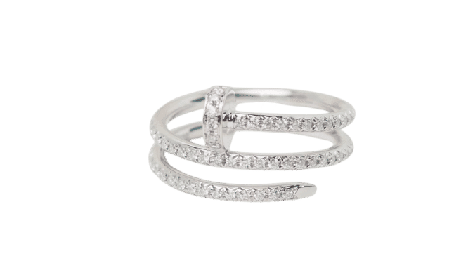 Bague 56 Bague Cartier Juste un Clou en or blanc et diamants 58 Facettes 32685