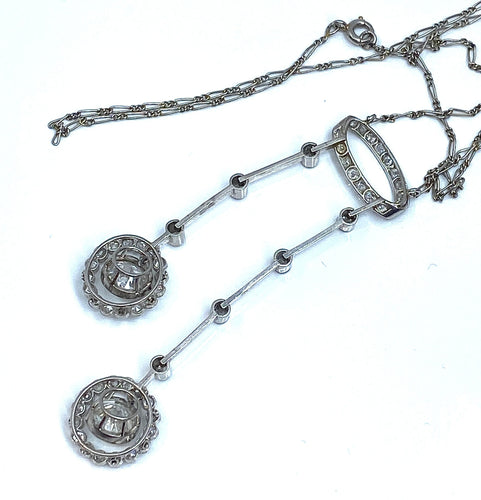 Collier Important collier négligé en platine et diamants d’époque 1900 58 Facettes AB434