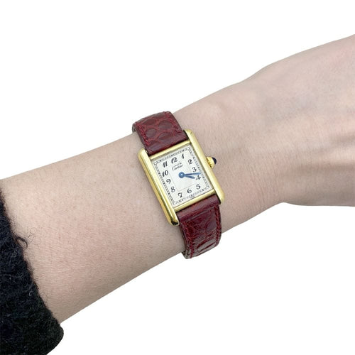 Montre Montre Cartier,"Must de Cartier", vermeil, cuir. 58 Facettes 35338