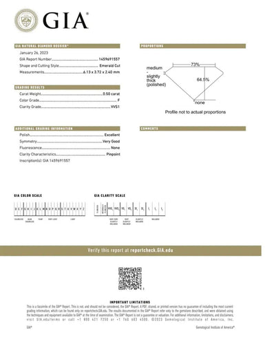 Bague 50 Bague de fiançailles GRAFF, « Paragon » avec diamant émeraude GIA 0,50 carat F/VVS1 58 Facettes