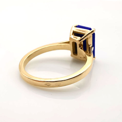 Bague 53 Bague or jaune lapis lazuli 58 Facettes