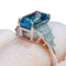Bague 54 Bague or blanc Zyrcon Bleu naturel 4.60 carats  et diamants 58 Facettes 7849 A