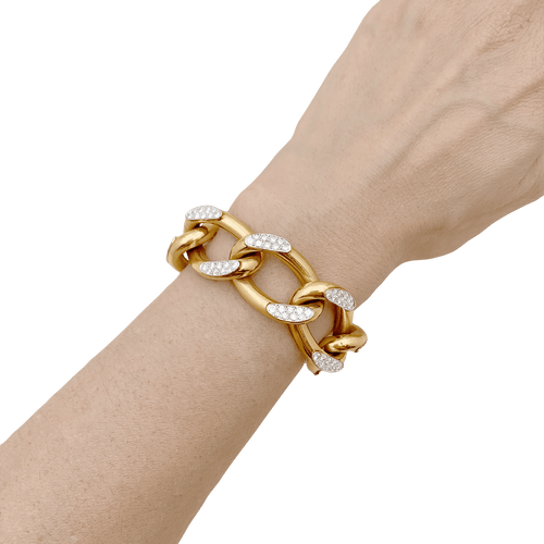 Bracelet Bracelet gourmette vintage or rose, or blanc, diamants. 58 Facettes 34623