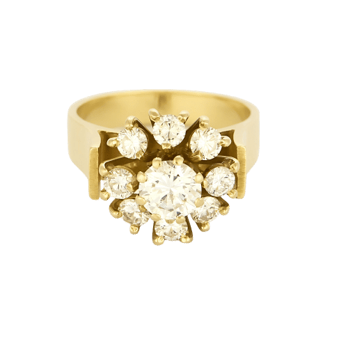 Bague 49,5 Bague marguerite en or jaune et diamants 58 Facettes LJ25-327