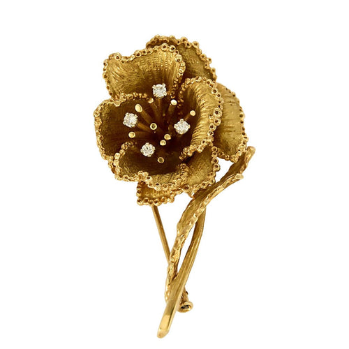 Broche Broche or jaune motif de fleur 58 Facettes DRE1566