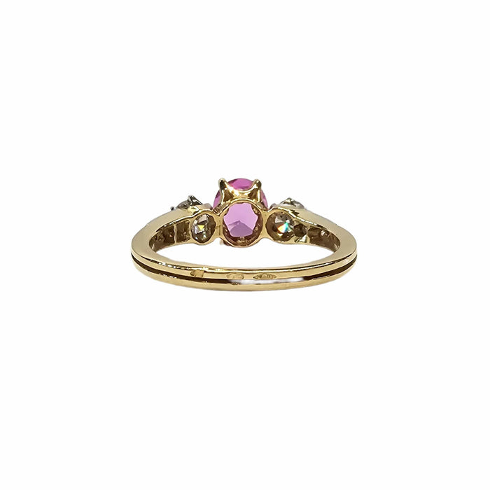 Bague 56 Bague en platine et or jaune  diamants et saphir rose naturels 58 Facettes CAE-RI-OV-YGPS