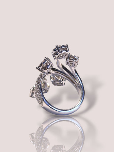 Bague 55 Bague de déclaration en or blanc 18 carats avec diamants 58 Facettes 111203