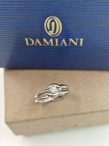 Bague 53 Damiani - Bague Solitaire Knot en or blanc 18k et diamant 58 Facettes