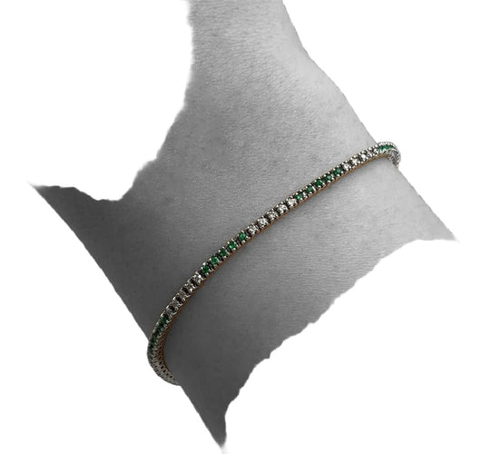 Bracelet Diamants de tennis et tsavorites 58 Facettes
