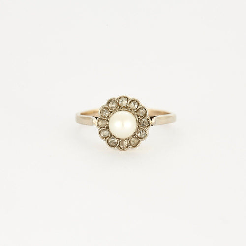 Bague Bague marguerite ancienne perle et diamants 58 Facettes