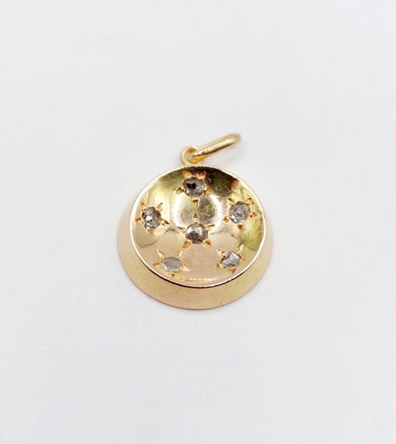 Pendentif Pendentif cible Art Déco or rose, diamants taille rose, serti étoilé (circa 1920) 58 Facettes A05794