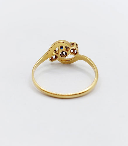 Bague 60 Bague antique pierre bleue et perles en or 18k 58 Facettes A06502