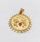 Pendentif Pendentif médaille d'amour or rose, angelots articulés "Il Bat Pour Toi" et rubis synthétique 58 Facettes A05878