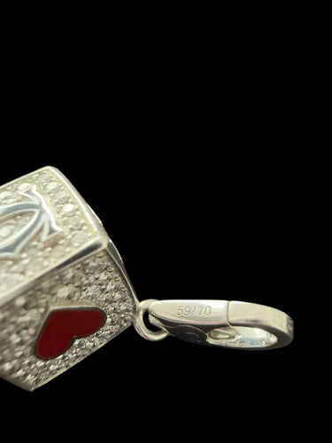 Pendentif CARTIER - pendentif Dés en or blanc, émail et diamants, édition limitée 58 Facettes