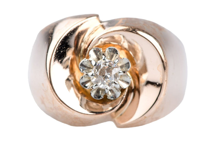 Bague 59 Bague 18 carats or rose diamant  0.20 carats 58 Facettes BGARTDECO020-107