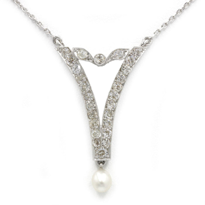 Collier Collier Pendentif - Or blanc diamants & Perle 58 Facettes 250014R