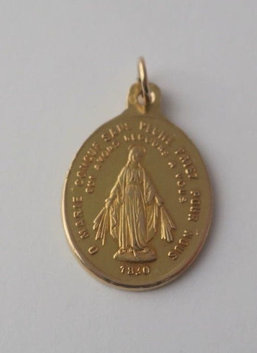 Pendentif Pendentif médaille biface Vierge Miraculeuse en or jaune 18k 58 Facettes