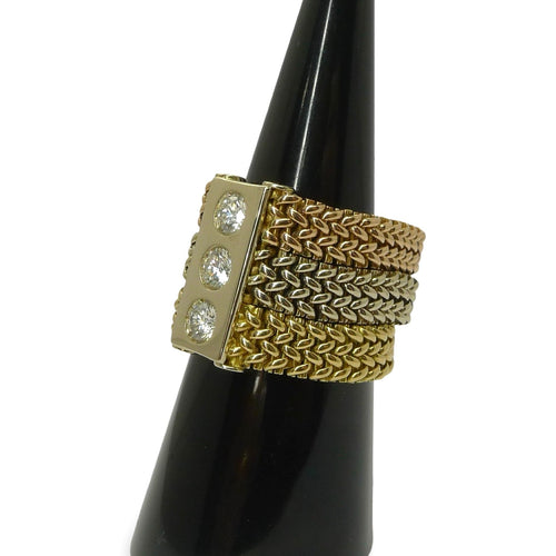 Bague maille 3 ors et diamants 0,75 ct