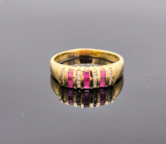 Bague 58.5 Bague jarretière or ornée de rubis et diamants 58 Facettes