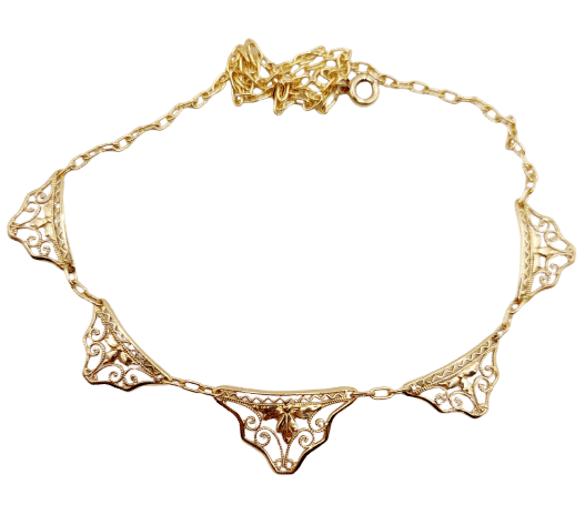Collier Collier Art Nouveau or jaune, motifs filigranés 40cm 58 Facettes A06381