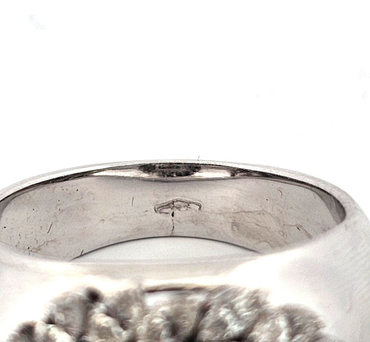 Bague 55 Bague vintage en or blanc avec émeraude et diamants 58 Facettes