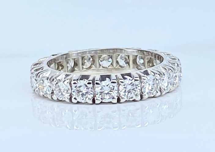 Bague 53 Alliance américaine or blanc, 20 diamants 2,30 carats 58 Facettes AB577