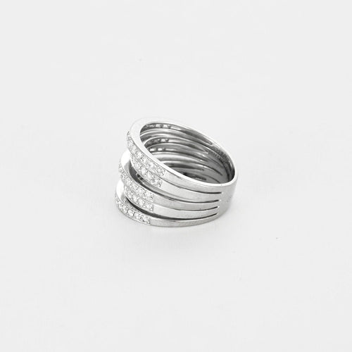 Bague 49 Bague moderne or blanc et diamants 58 Facettes EVR2612