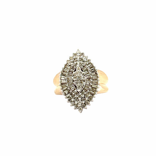 Bague 53 Bague vintage forme marquise or et diamants 58 Facettes