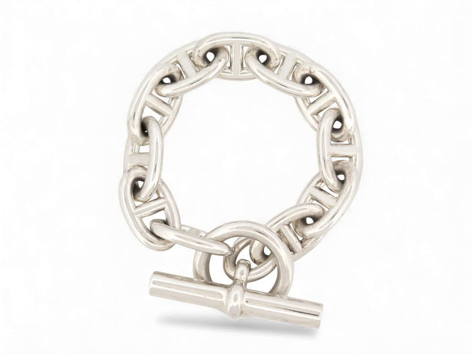 bracelet HERMES chaine d'ancre tgm 12 maillons 16.5 cm argent massif 925