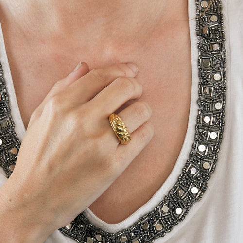 Bague 56 Bague jonc or jaune 58 Facettes LP242/4