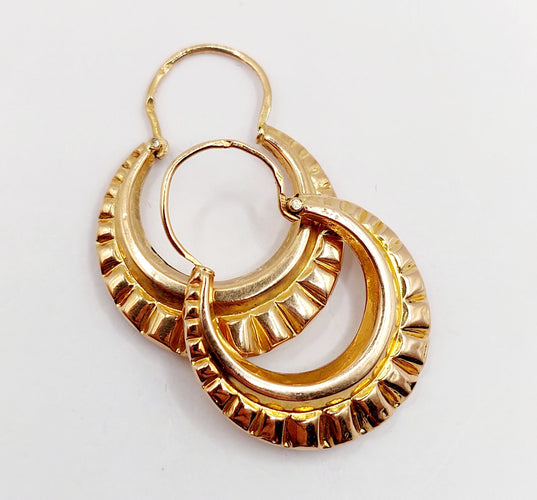 Boucles d'oreilles Créoles style Art Déco or rose 58 Facettes A06260